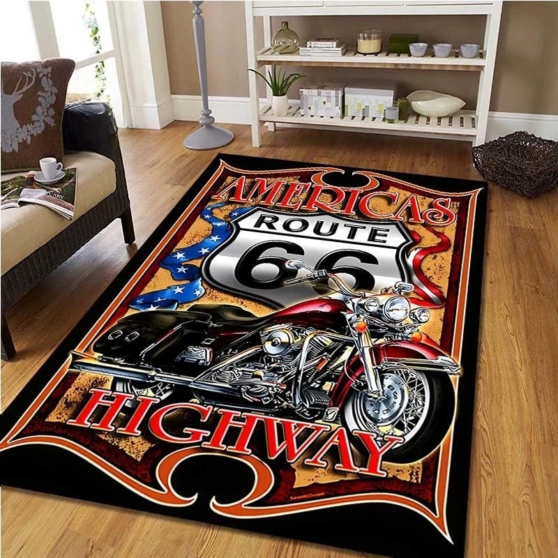 Commercial Kitchen Non Slip Flooring - Route 66, винтажный мотоциклетный ковер для