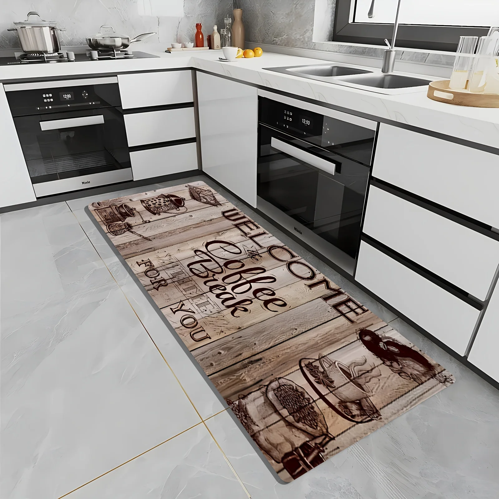 Commercial Kitchen Quotes - Винтажный кухонный коврик с принтом-цитатой о