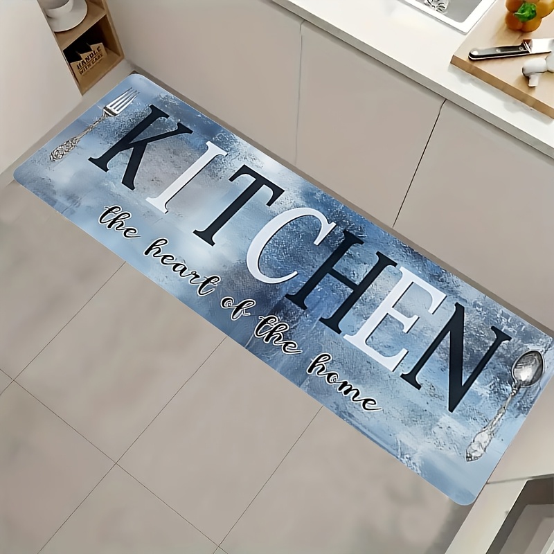 Commercial Kitchen Non Slip Flooring - Синий текстурированный кухонный коврик с принтом